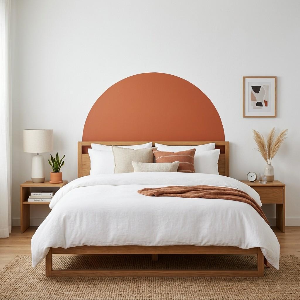 3Painted geometric wall headboard 202606101436