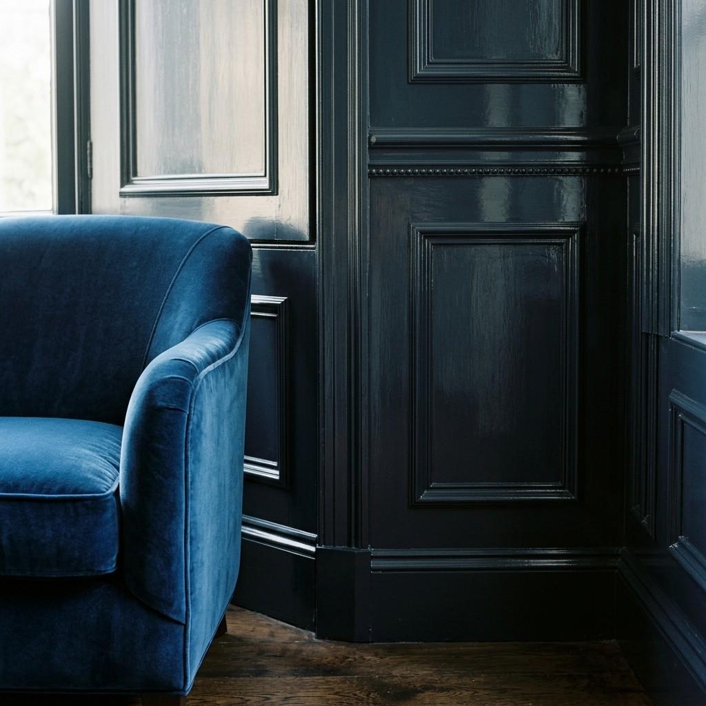 25 Dark Moody Living Room Ideas for a Dramatic and Cozy Space 3Wainscoting wall paneling navy f 202606201706