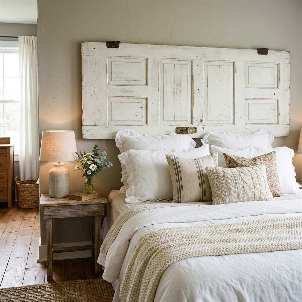 4Paneled door headboard behind pi 202606101436