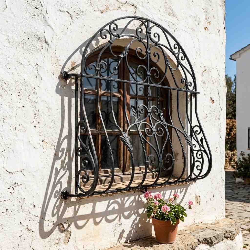 6Black wrought iron window grille 202606061251