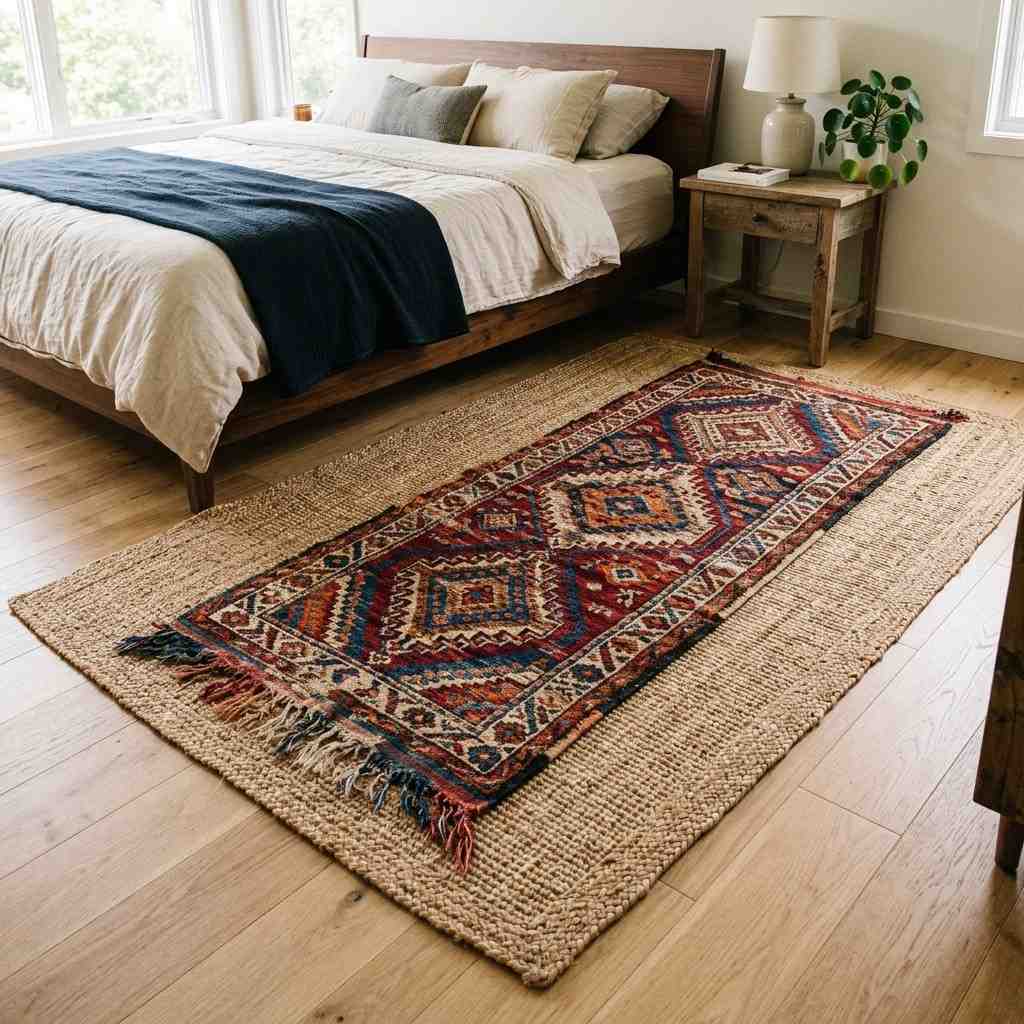 25 Boho Bedroom Ideas on a Budget That Look Expensive 6Layered rug design layout 202606151824