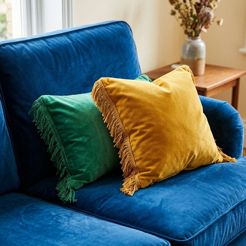 6Plush blue velvet sofa cushions 202606211311