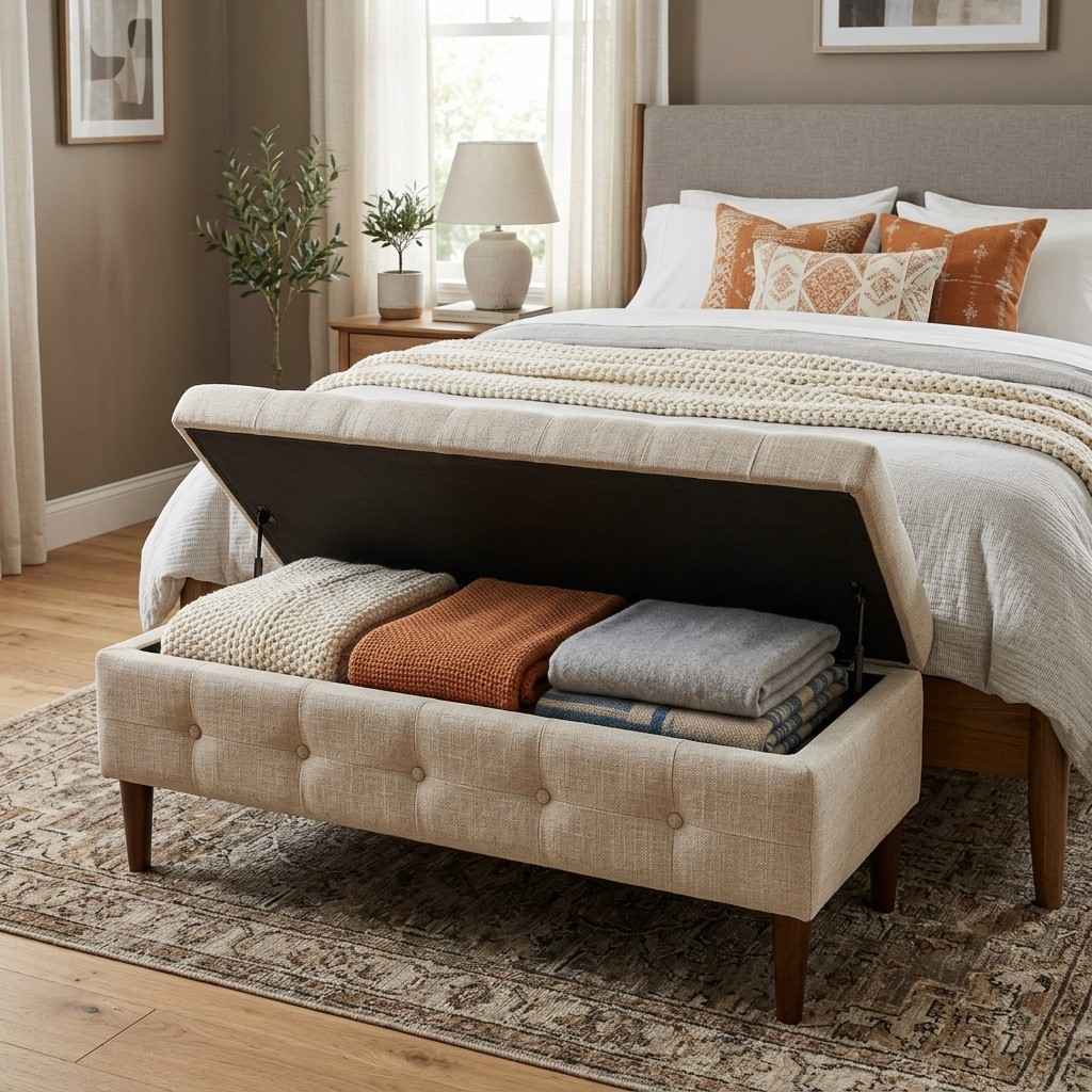 7Storage ottoman bench at bed 202606081601