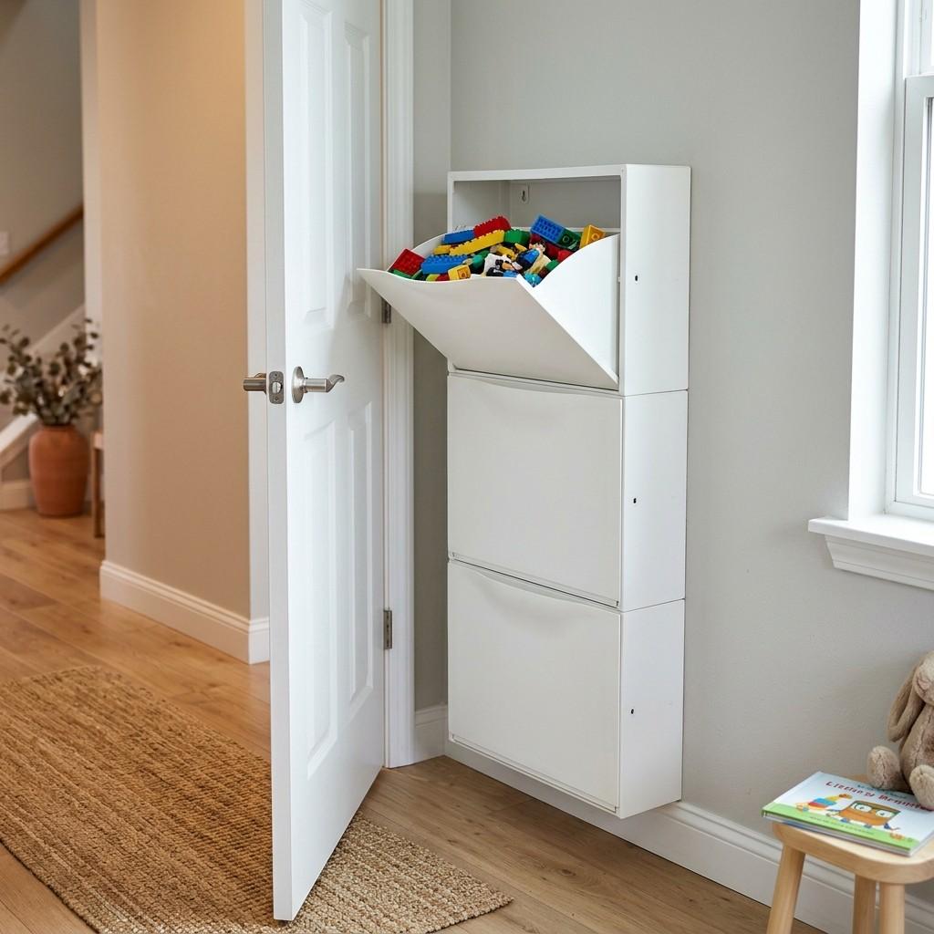 30 Genius IKEA Kids Playroom Ideas for a Stylish, Organized Space 8Slim wall mounted shoe cabinets 202606071836