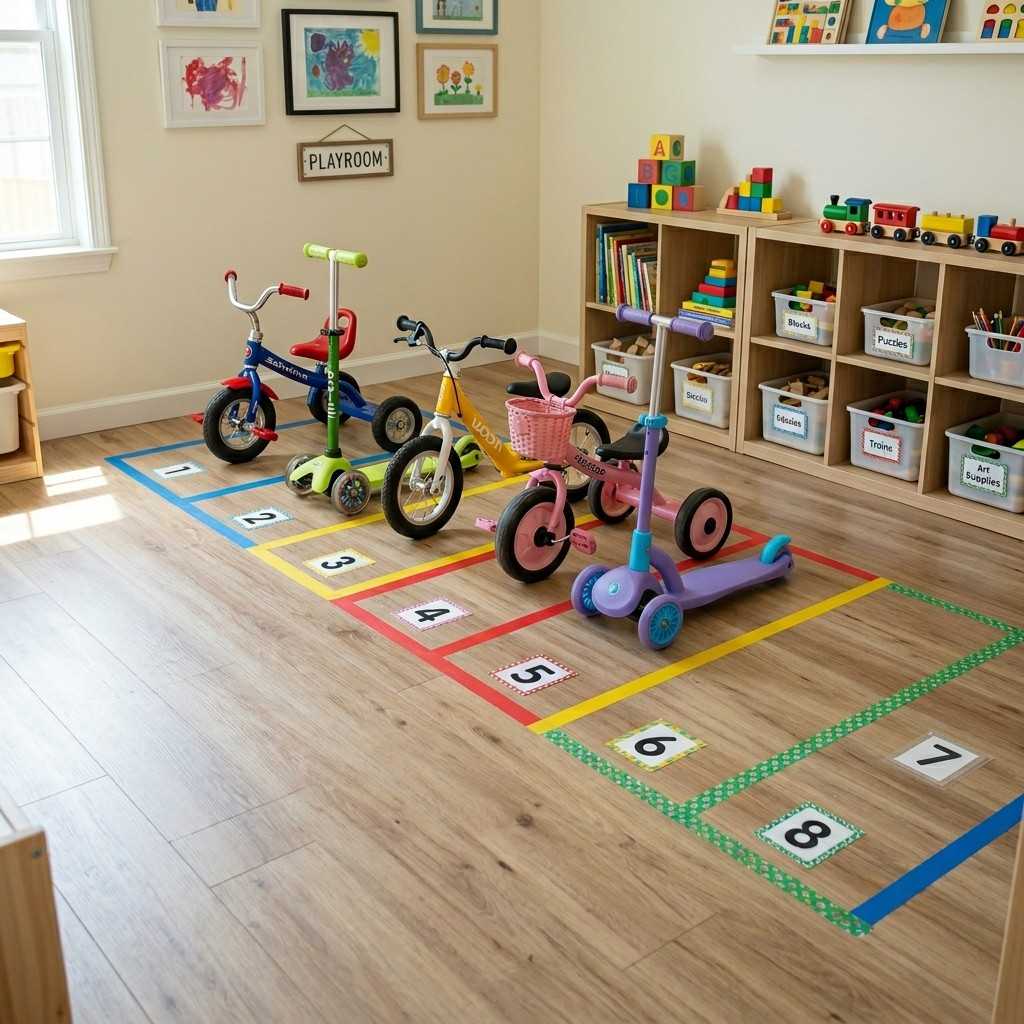 30 Genius IKEA Kids Playroom Ideas for a Stylish, Organized Space 9Playroom floor parking zones num 202606071836