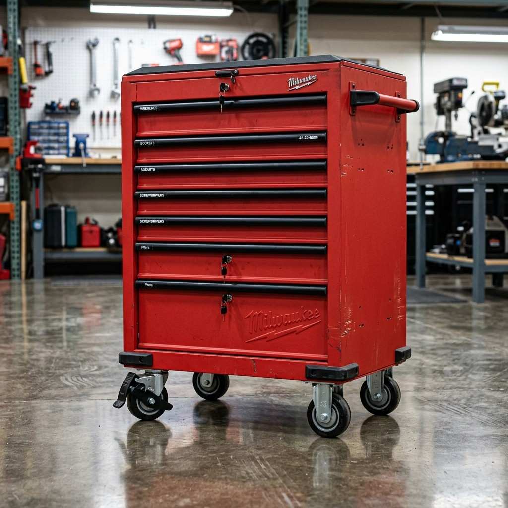 25 Easy Garage Design Interior Storage Ideas for a Clean Space 9Red steel tool chest wheels 202606091901