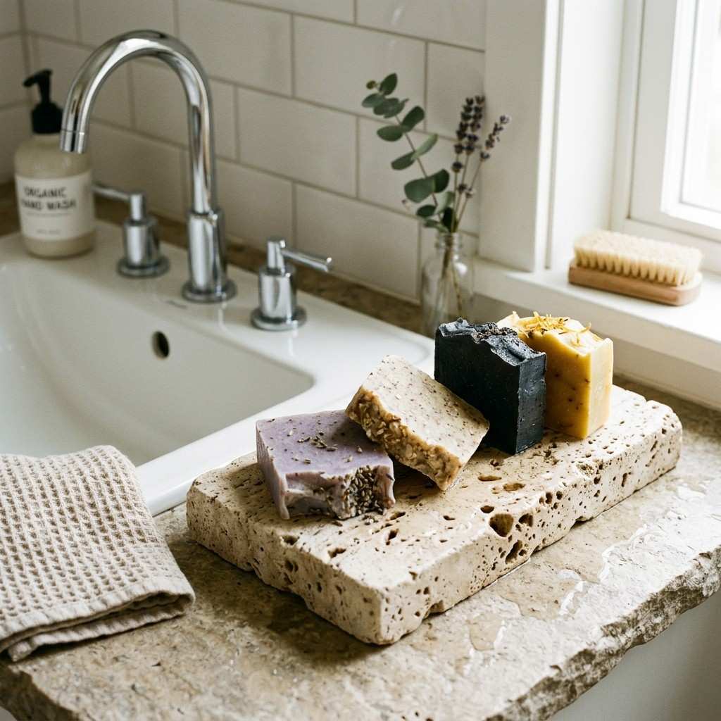 10Handmade soap bars on rock 202607071820