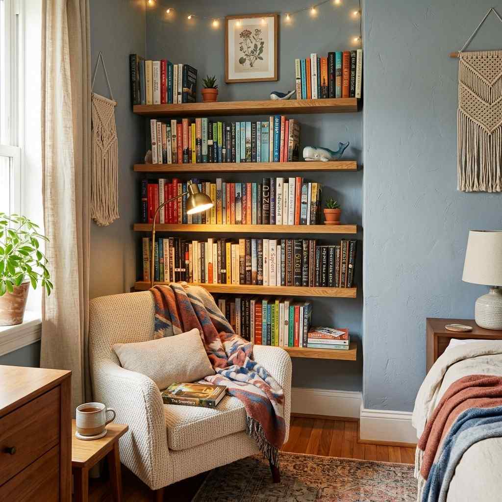 15Four oak shelves packed novels 202607111838