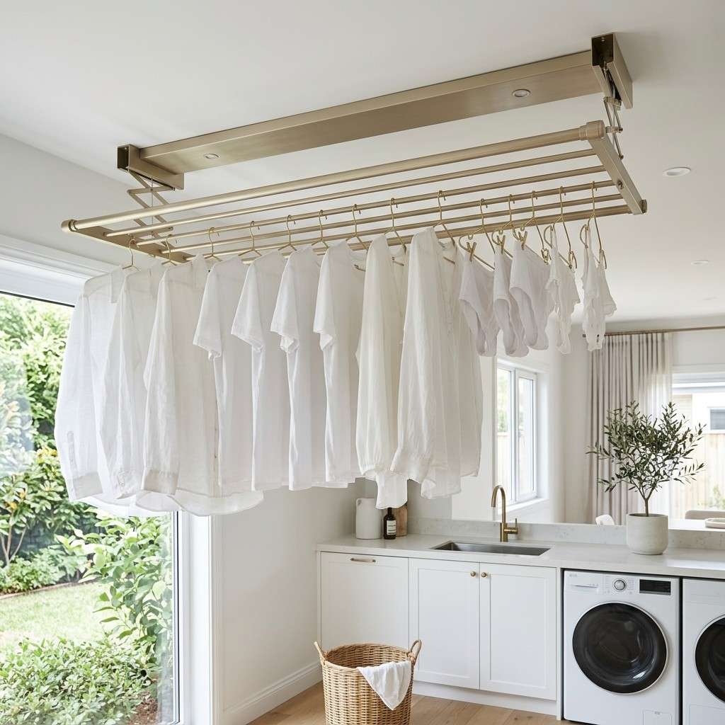 16Ceiling mounted drying rack clothes 202607071823