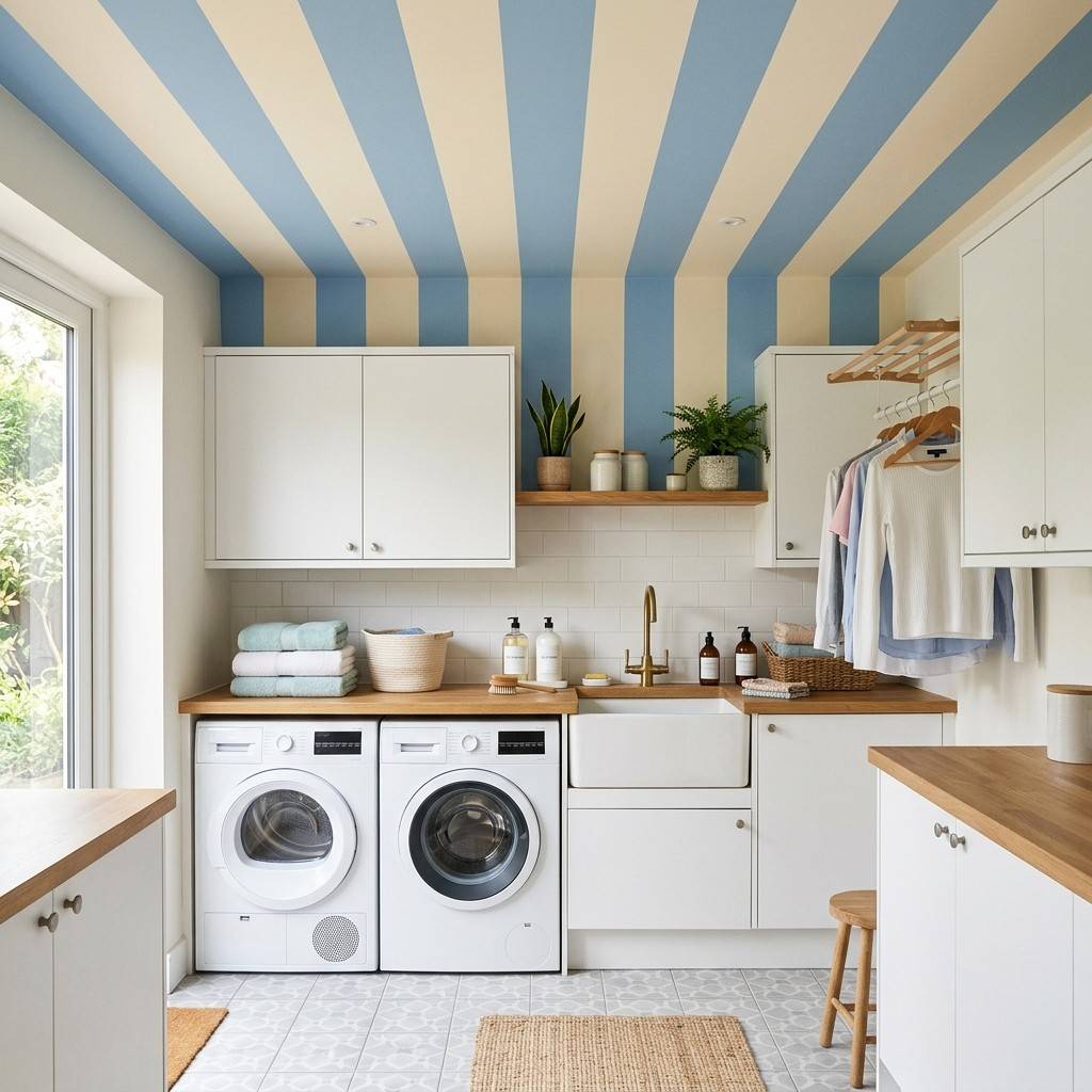 25Utility room with striped ceiling 202607071827