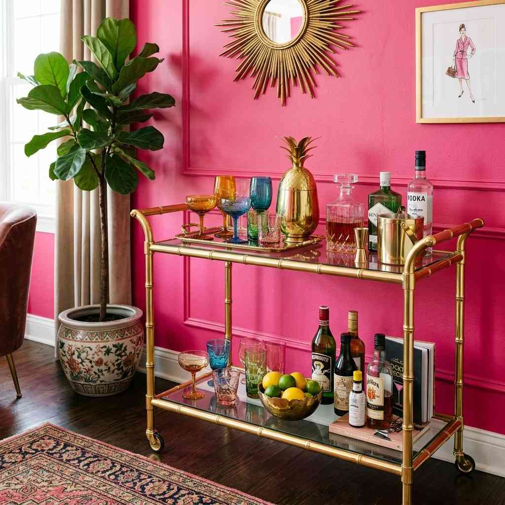 4Gold bar cart pink wall 202607121840