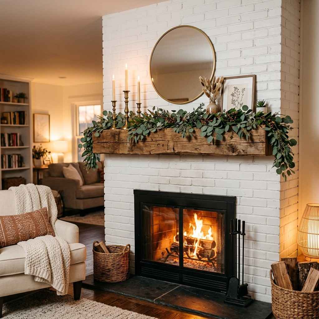 4Rustic wood mantel white fireplace 202607111834
