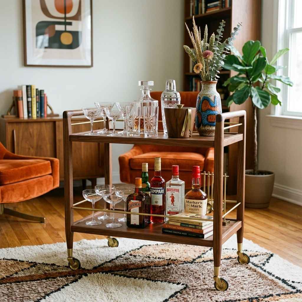 5Walnut rolling bar cart 202607121840