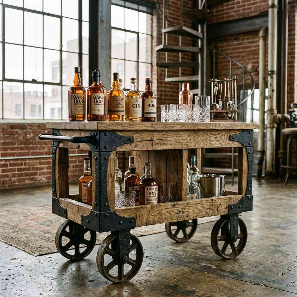 6Industrial bar cart weathered oak 202607121840