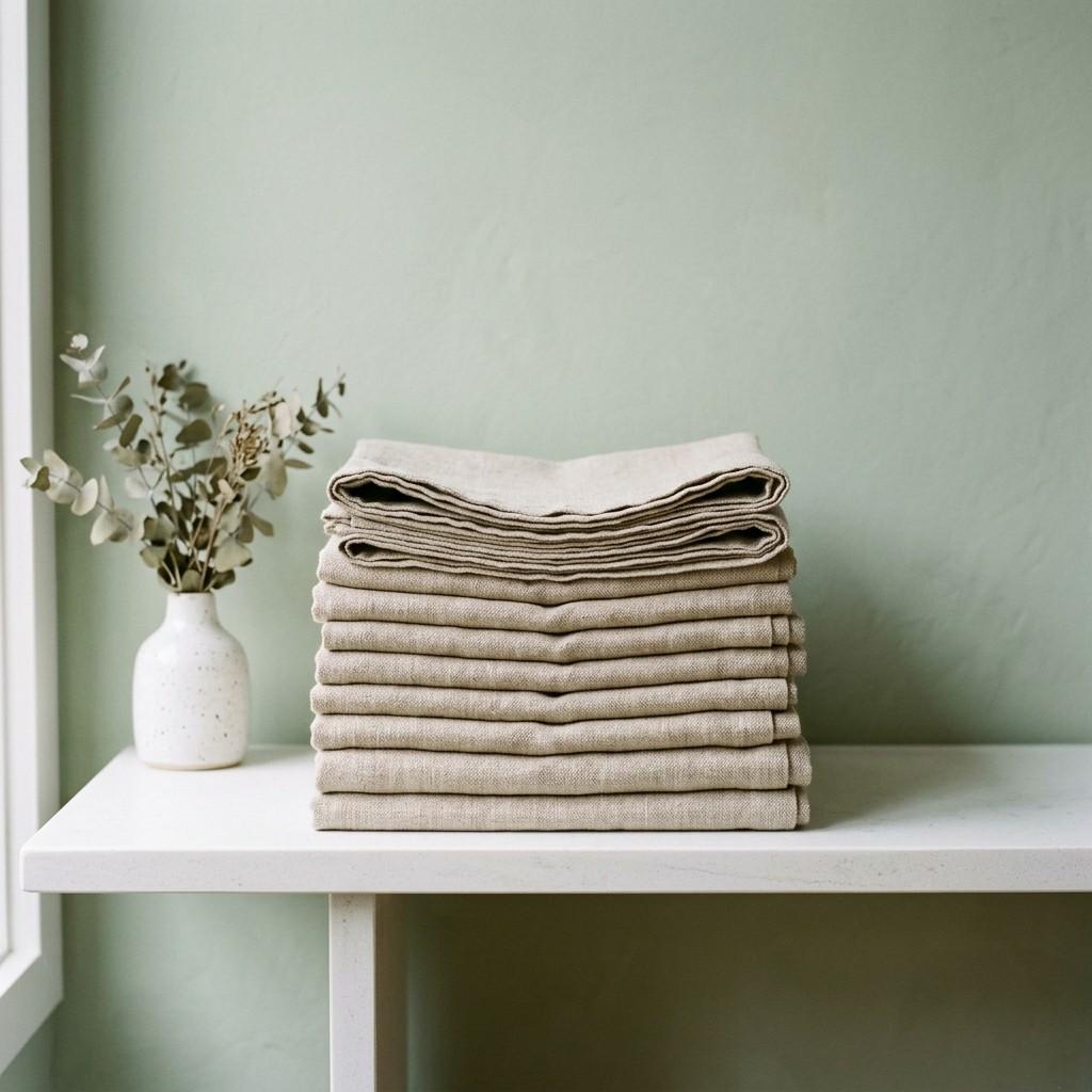 7Stack of linen laundry sheets 202607071819