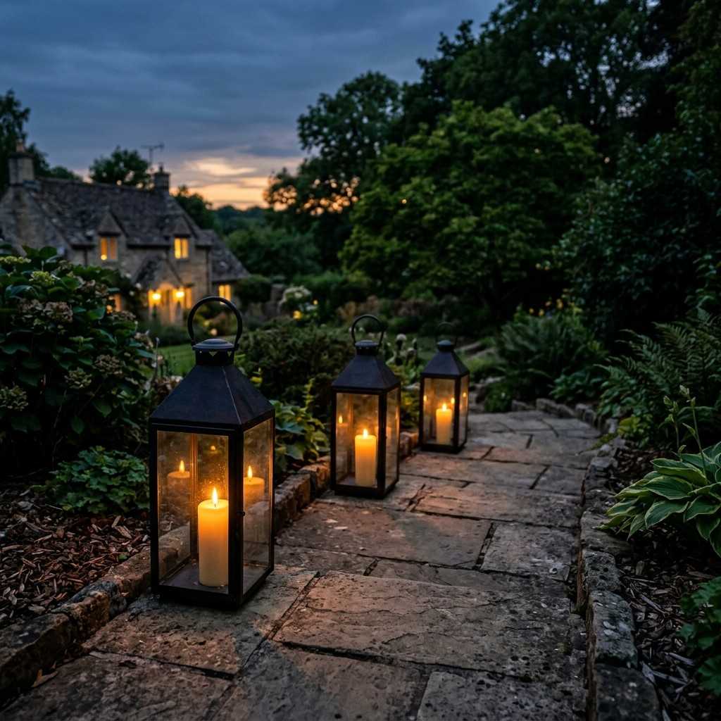30 Outdoor Patio Decor Ideas for a Stylish and Relaxing Backyard 12Lanterns lighting stone patio steps 202608081854
