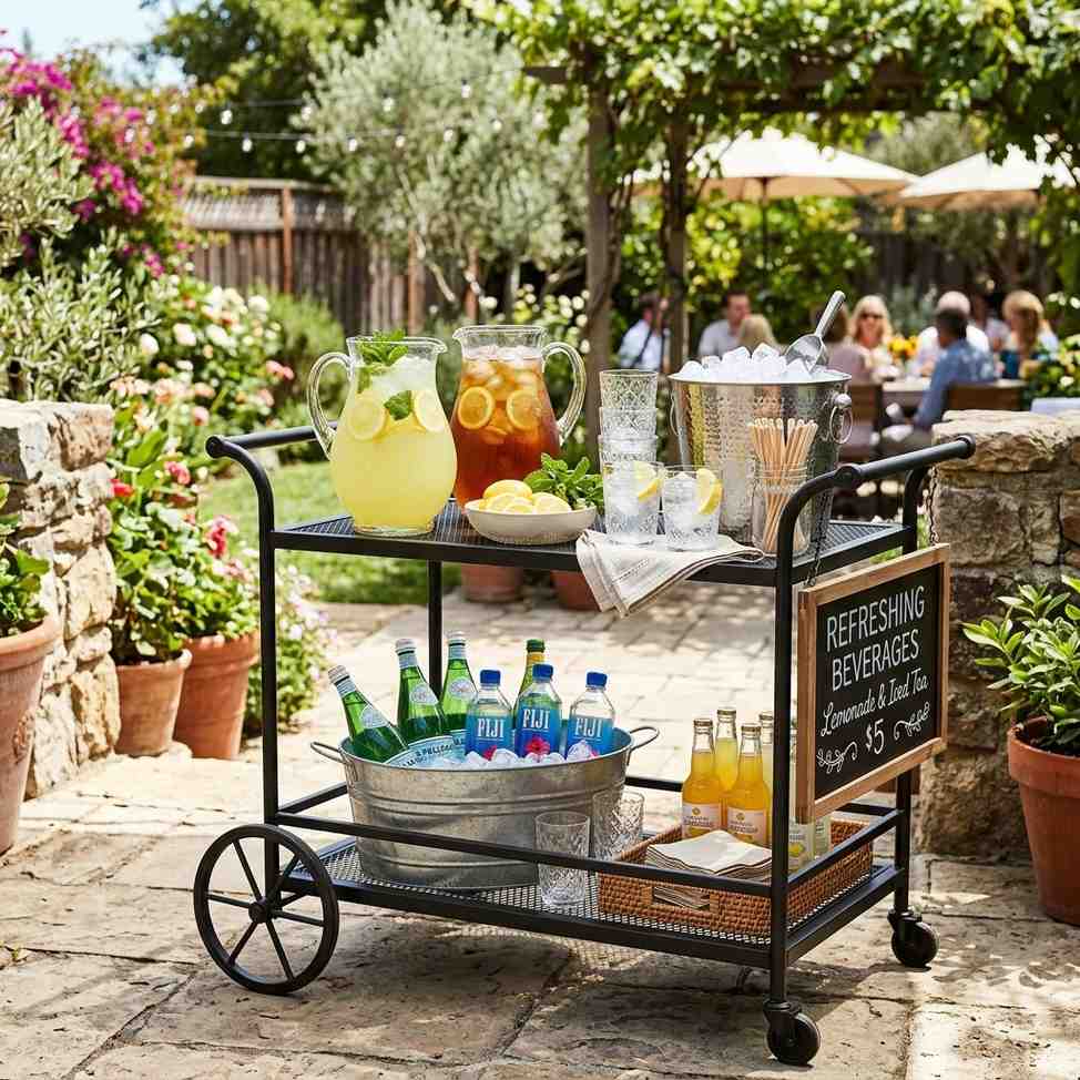 30 Outdoor Patio Decor Ideas for a Stylish and Relaxing Backyard 6Outdoor beverage cart on patio 202608081842