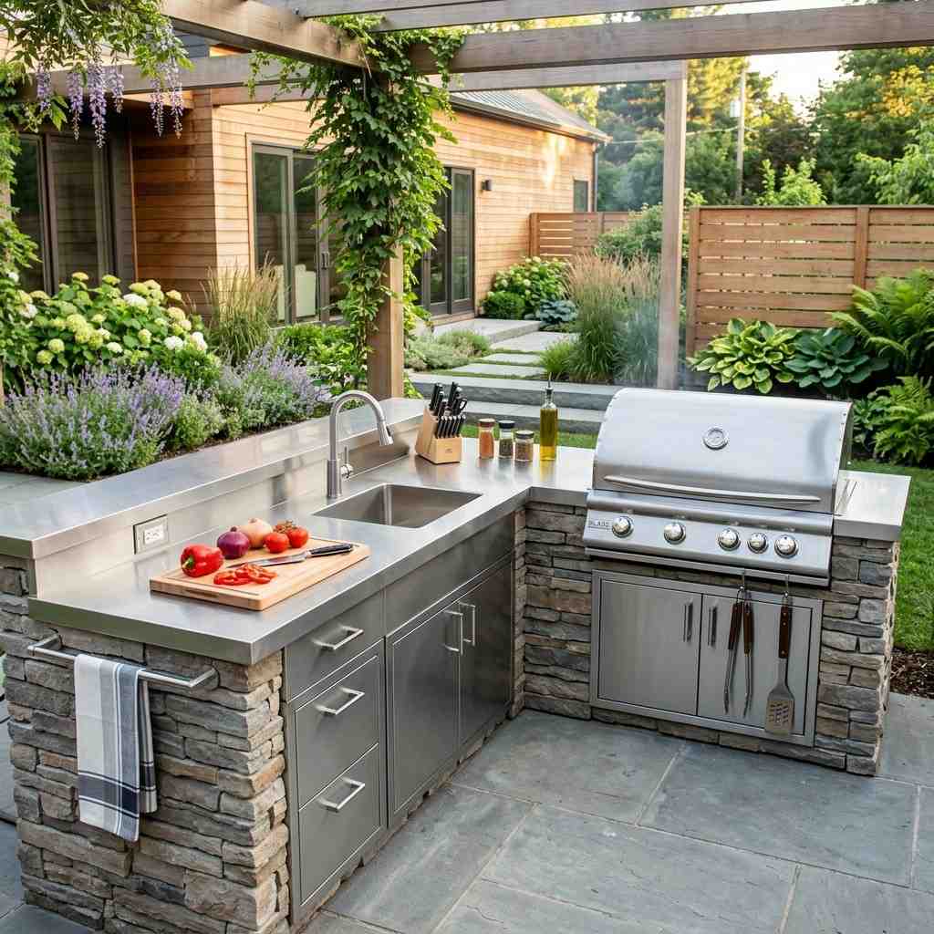 30 Outdoor Patio Decor Ideas for a Stylish and Relaxing Backyard 9Built in outdoor prep counter 202608081852