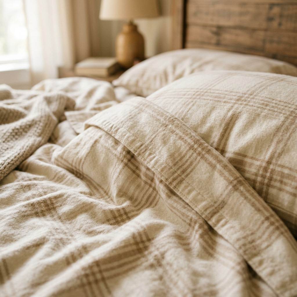 25 Cozy Fall Bedding Ideas to Make Your Bedroom Feel Warm & Luxurious 10 Flannel sheets with plaid pattern 20260915132503 100kb