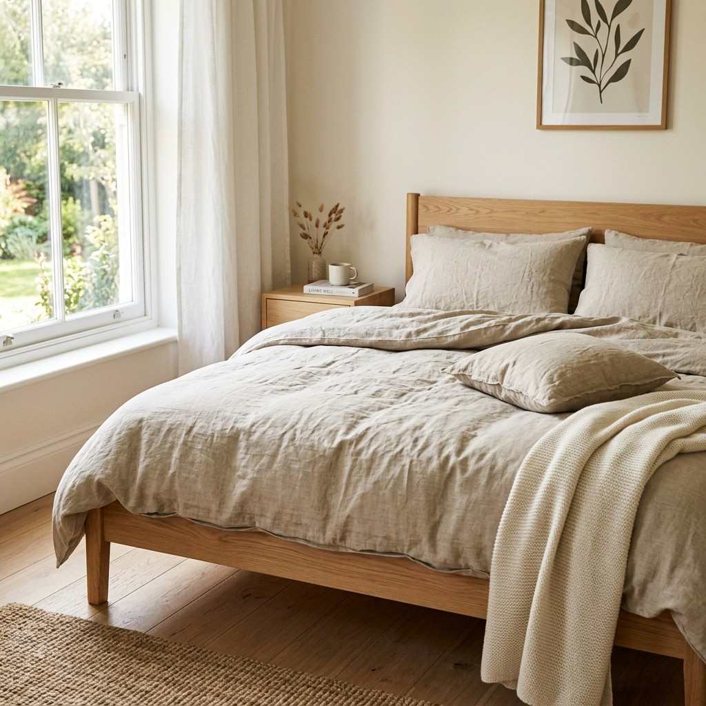 25 Cozy Fall Bedding Ideas to Make Your Bedroom Feel Warm & Luxurious 3 Washed linen sheets on bed 20260915131734 100kb